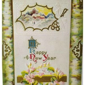 New Year Postcard Nash Church Green Border Gold Trimmed Series 29 1910 Original